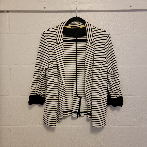 Gibson Striped Jacket Nautical Preppy Black and White 3/4 Sleeve Medium 955 - Picture 15 of 16